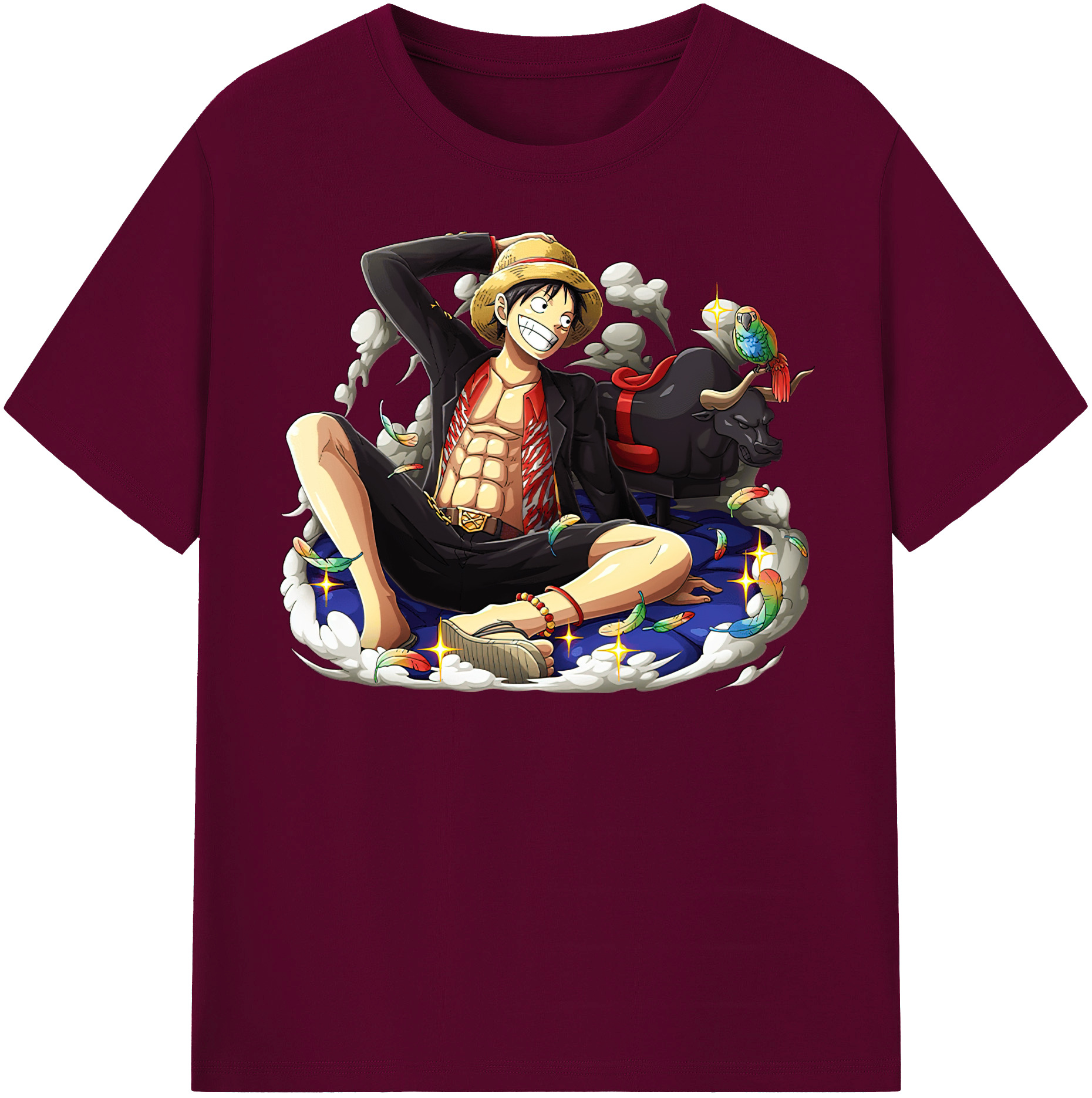 ワンピース モンキー・D・ルフィ ONE PIECE Monkey D. Luffy レディースカジュアルプリントTシャツ（綿100％）